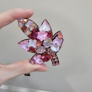 Elegant Multicolor Crystal Leaf hair clip